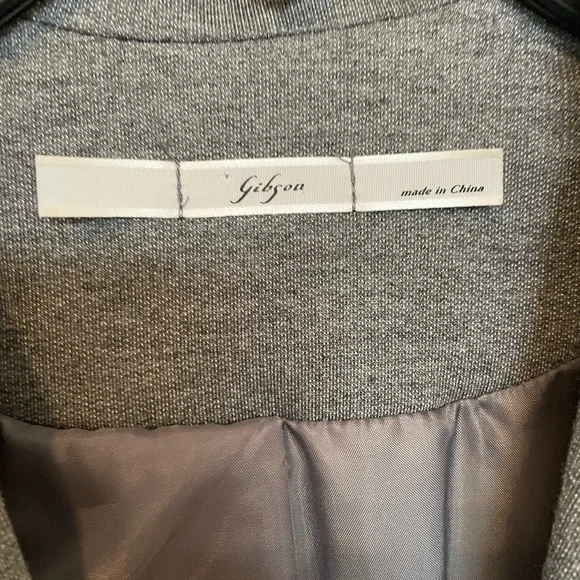 Gibson NWOT scrunch sleeve long blazer jacket size Large- grey. Single button - Picture 5 of 7